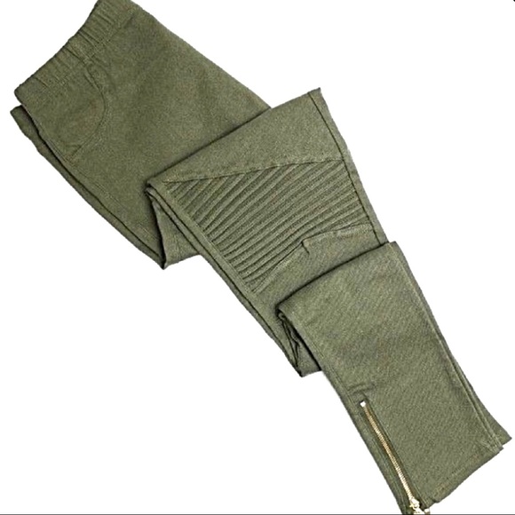 Olive Moto Jeggings with ankle zipper - Picture 2 of 2